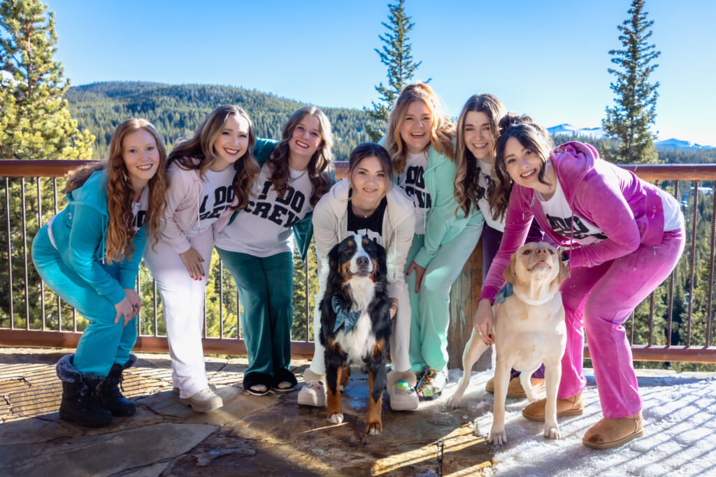 Bridal party with dogs.