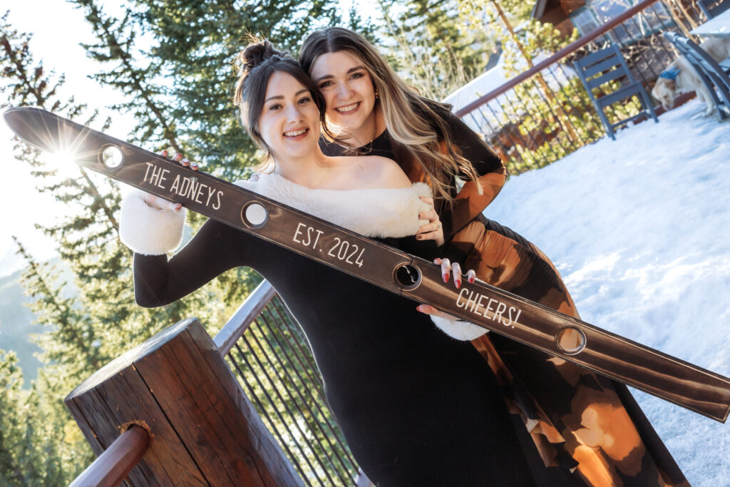 Friends celebrate with shotski.