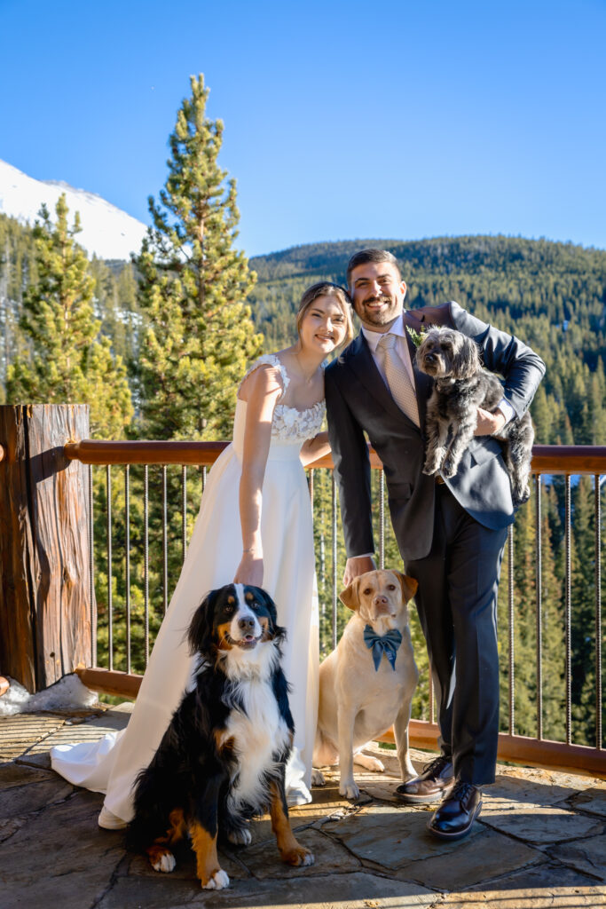 Couple includes three dogs in Breckenridge Colorado Elopement