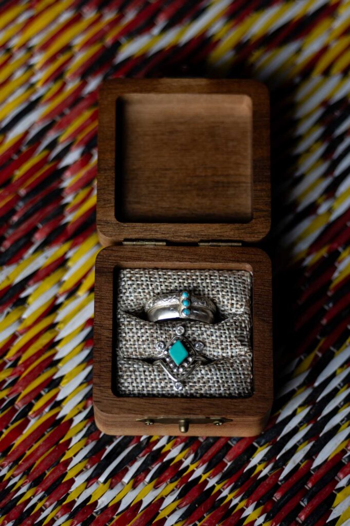 The bride and groom's wedding bands