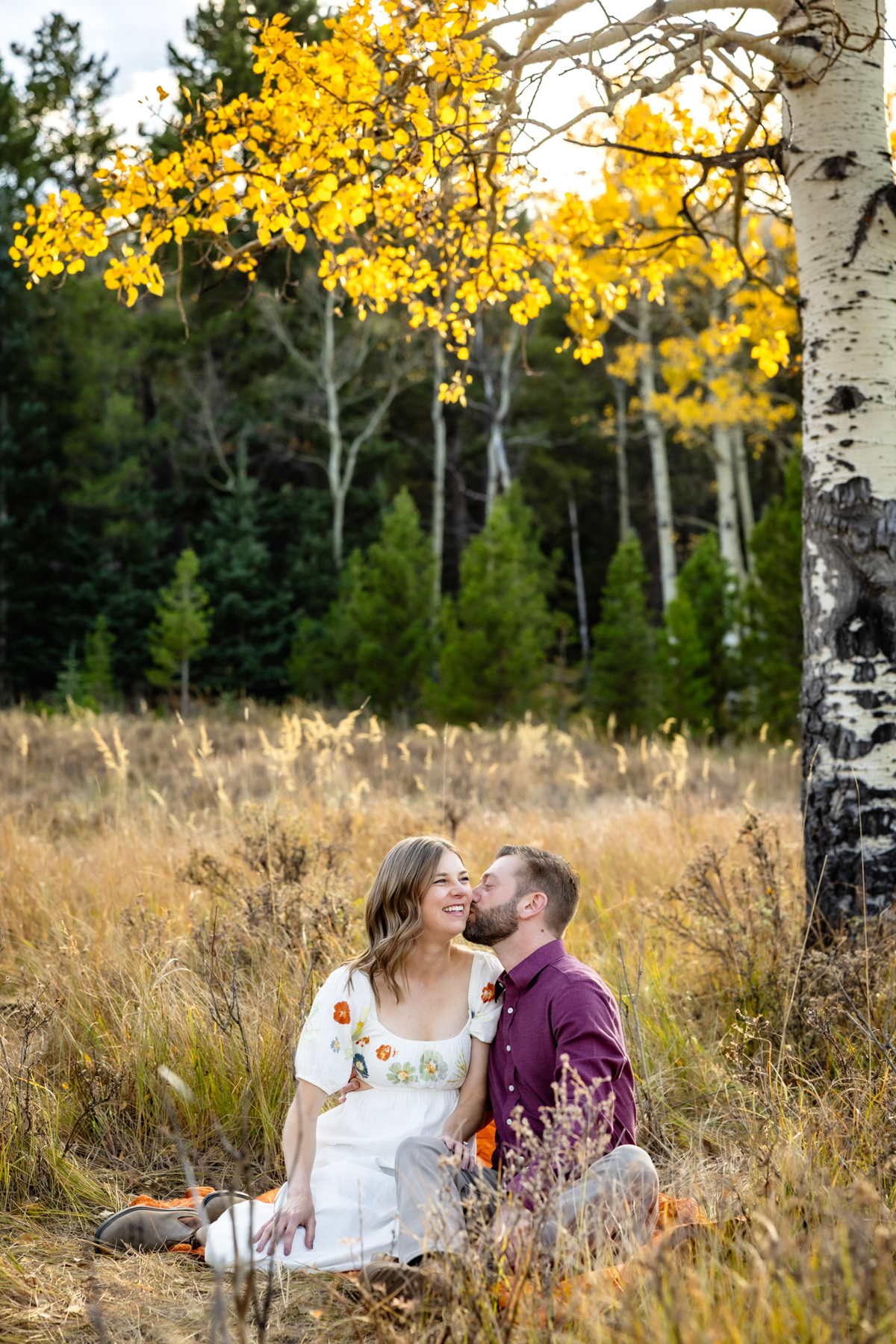 Adventure engagement session with cute couple during golden hour in Colorado.