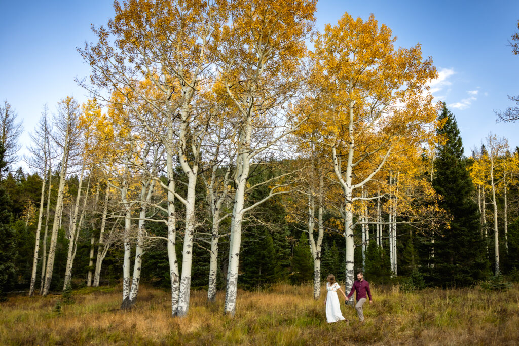 Adventure engagement session with cute couple during golden hour in Colorado.