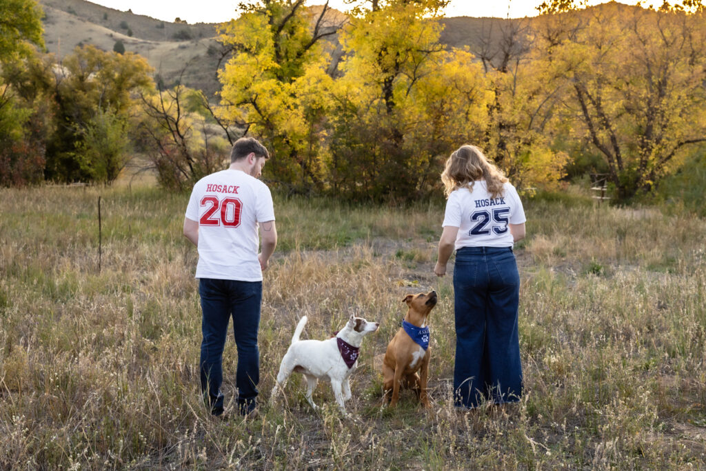 Dog friendly Colorado engagement session features couple with dogs