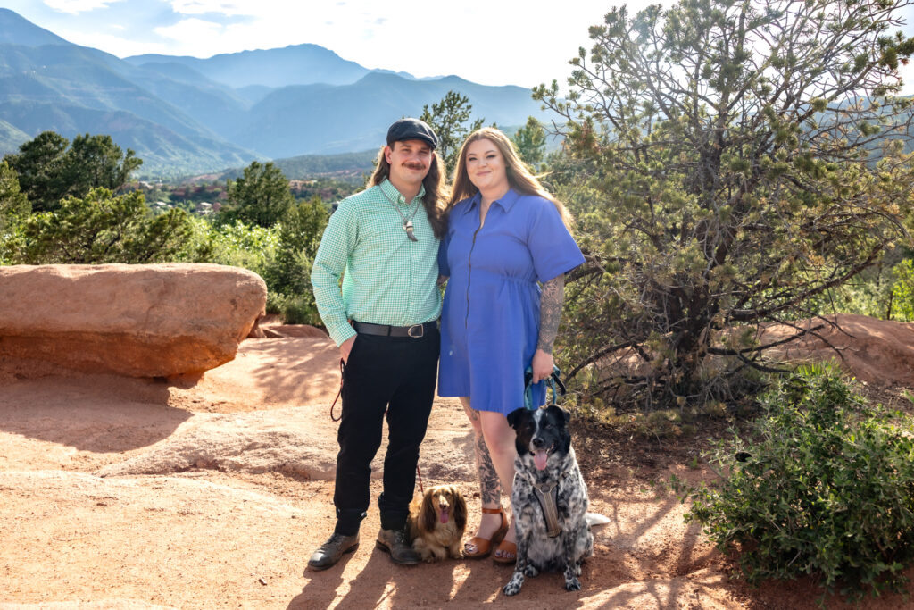 Dog friendly Colorado engagement session features couple with dogs
