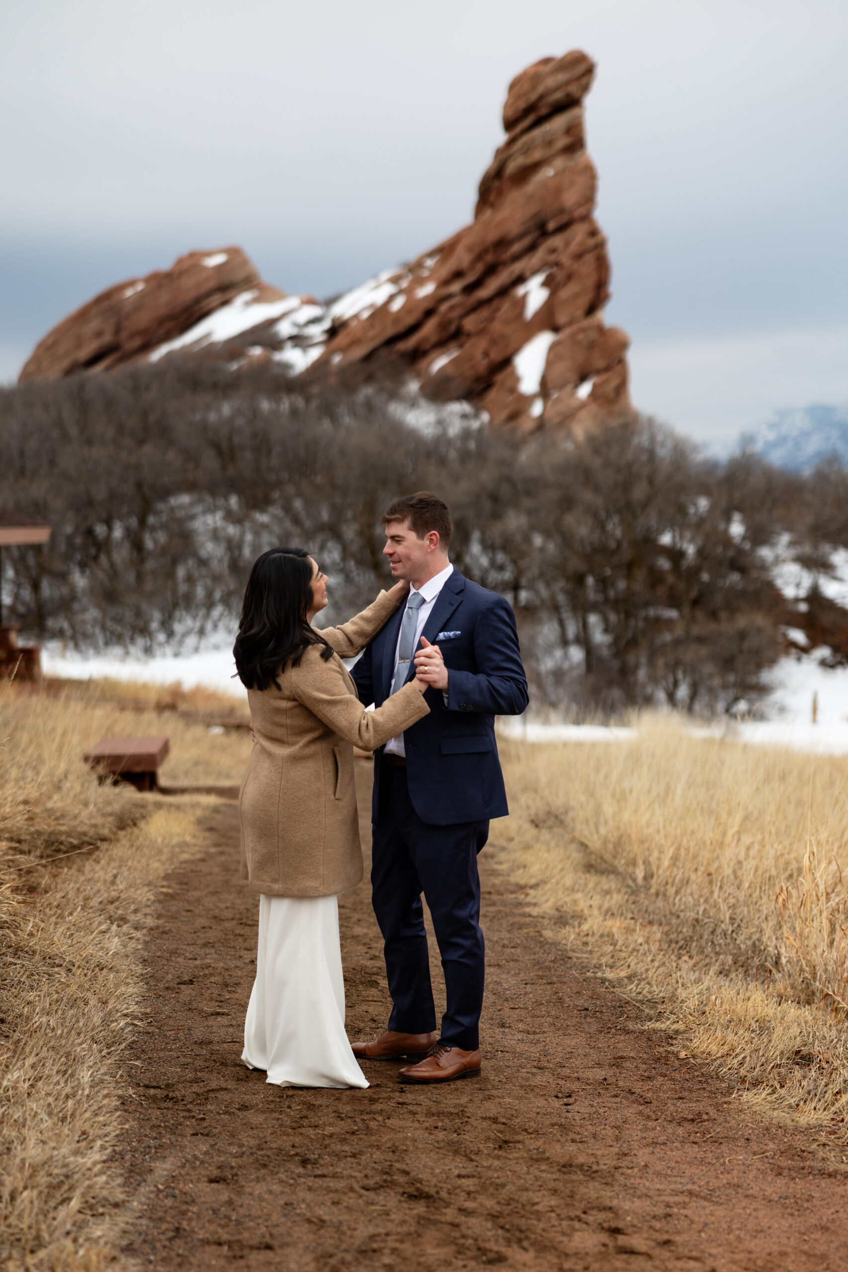 Couple has first dance during an intimate Colorado elopement.