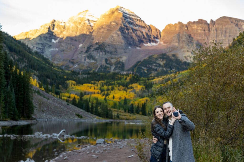 Maroon Bells sunrise proposal Aspen Colorado
