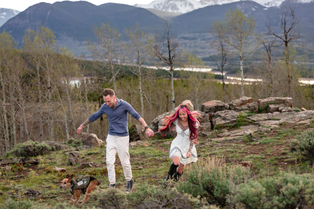 Adventure elopement with dog in the Colorado mountains.