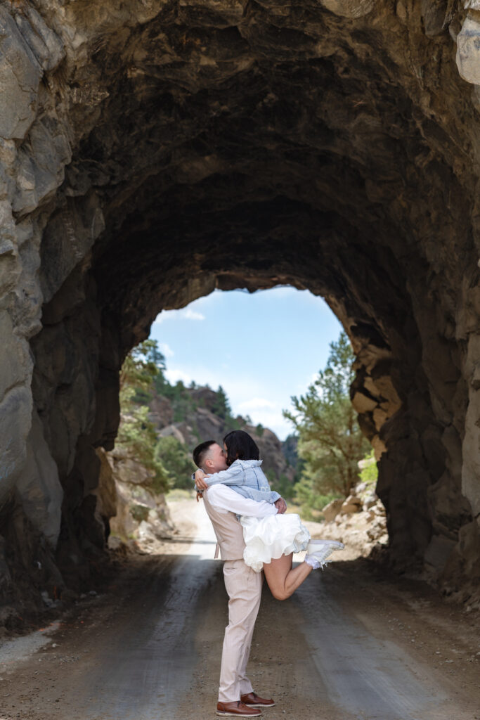 Colorado ranch elopement portraits featuring unique rock formations near Buena Vista.