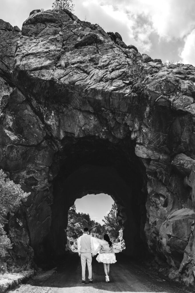 Newlyweds exploring scenic landscapes during their Buena Vista elopement.