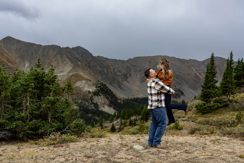 Couple chooses to wear casual attire for their Colorado mountain elopement.