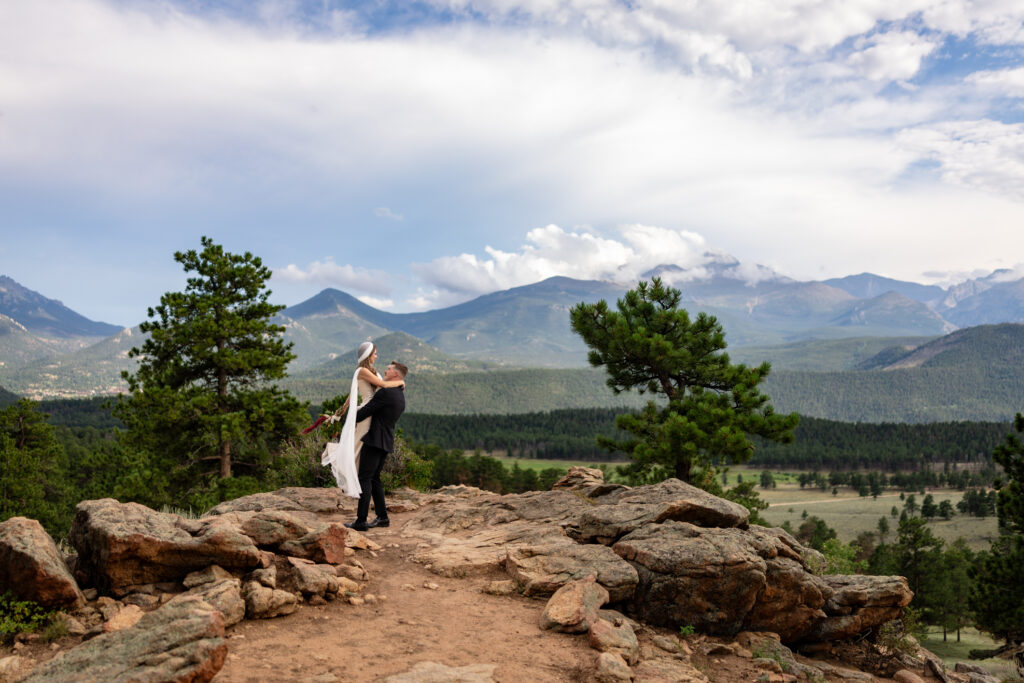 Couple enjoying their rocky mountain national park elopement in Colorado