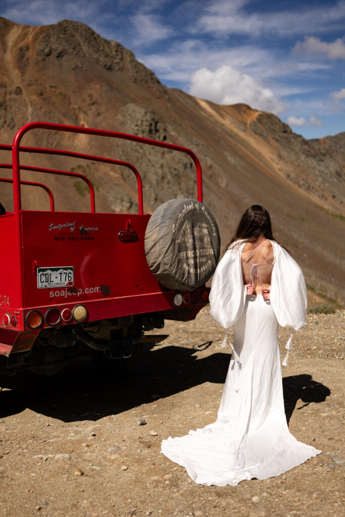 Bride getting ready during Ouray elopement